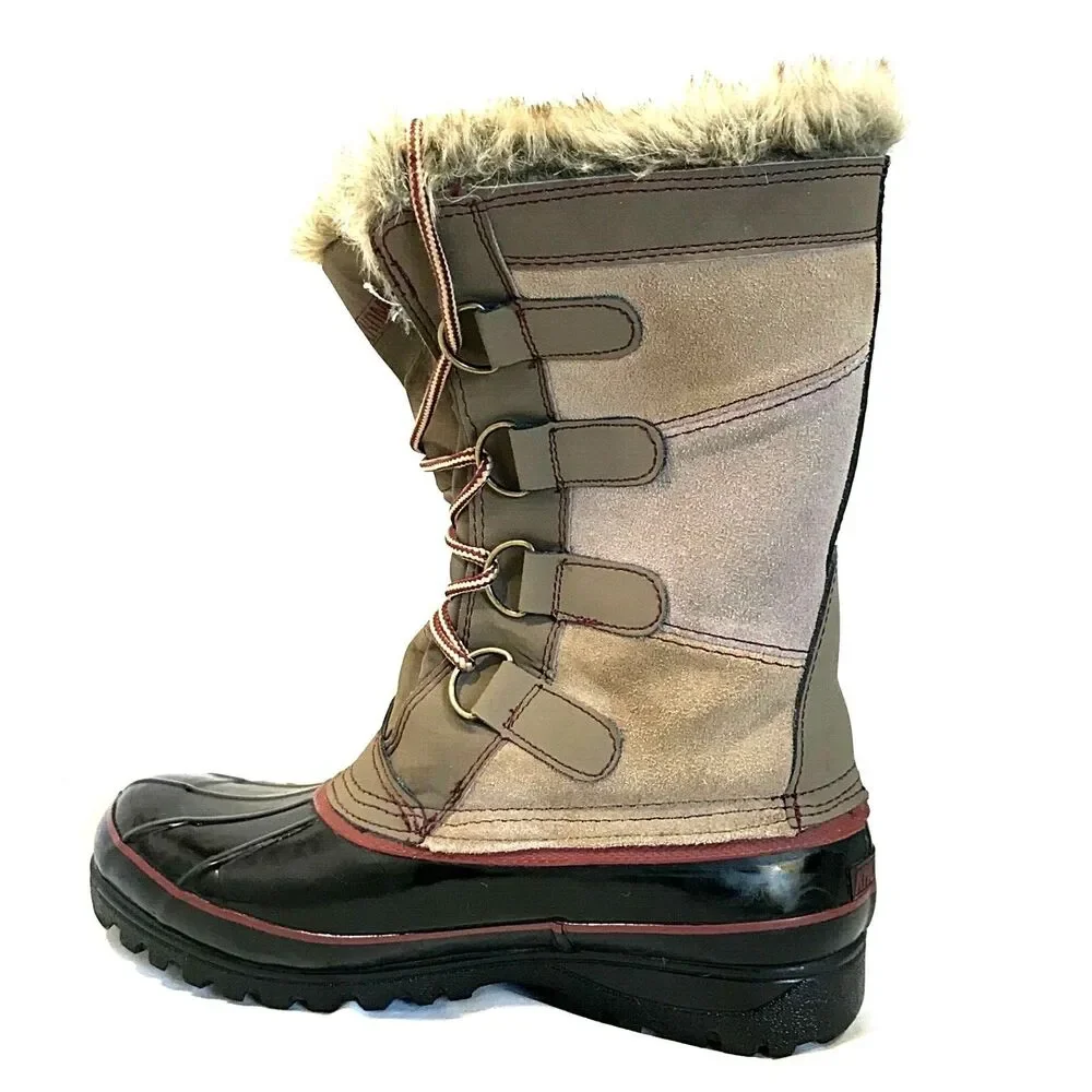 Khombu Suede Duck Boots North Star Leather Shearling Lined 7 Tan Snow Winter